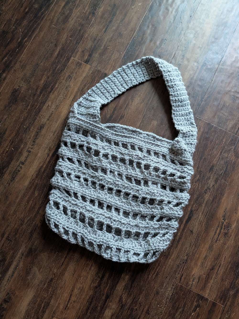 Handmade Crochet Shoulder Bag in Gray